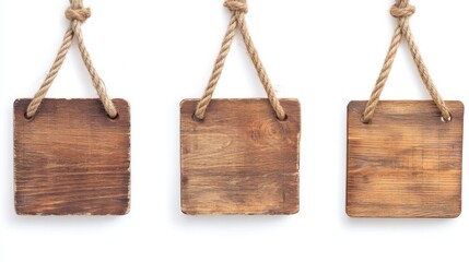 Fototapeta premium Rustic Wooden Signs Hanging with Rope