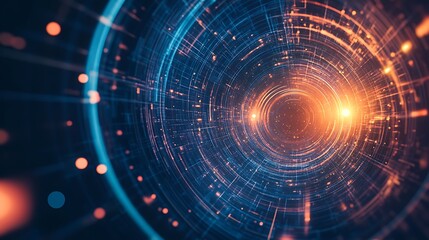Obraz premium Brightly colored circles intertwined with glowing elements create a mesmerizing and futuristic abstract background, ideal for conveying cuttingedge technology and innovation in digital art.