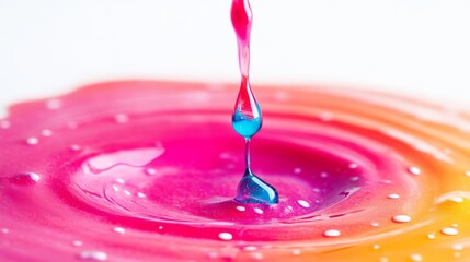 Colorful Water Drop Splashing On Liquid Surface - Abstract Art Photography