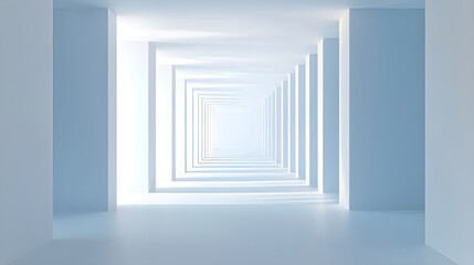 Obraz premium Long White Corridor Bathed in Bright Light.