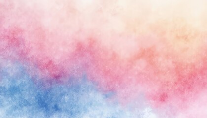 Obraz premium Abstract watercolor painting features a blend of pink, blue, and red hues set against white, embodies soft, soothing tones, ideal for modern art spaces and design projects seeking a serene atmosphere