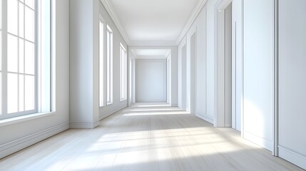 Fototapeta premium Large White Hallway with Bright Light.