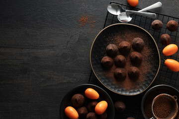 Chocolate truffles, concept of delicious sweet food