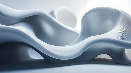 Abstract Modern Sculpture Grey and White Minimalist Design Geometric Shapes