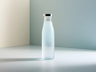 fresh cold bottle of soda isolated on light blue background