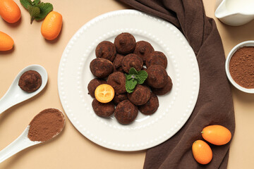 Chocolate truffles, concept of delicious sweet food