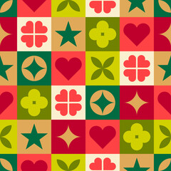 Geometric symbolic elements with square pattern design for christmas and new year celebration.