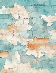 Fototapeta premium Weathered wall texture with peeling blue and orange paint 