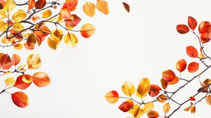Autumn branches adorned in yellow and red leaf frames