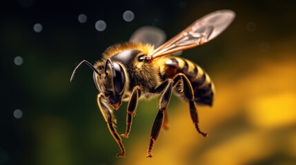 Closeup of a Honeybee in Flight