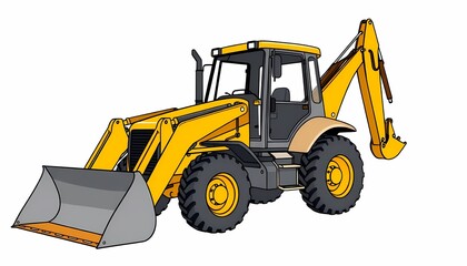 Fototapeta premium Backhoe loader truck illustration