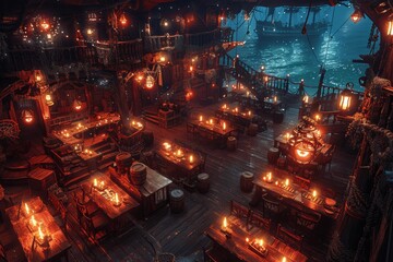 Obraz premium Pirate Adventure Nightclub with Treasure Chest Lighting and Nautical Decor
