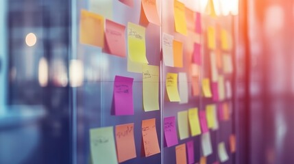 Colorful Post-it Notes on a Glass Wall