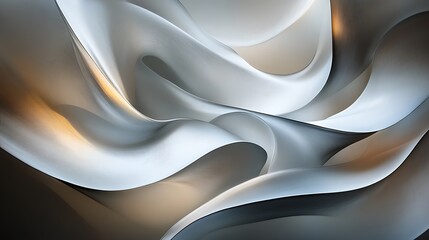Abstract Modern Sculpture Grey and White Minimalist Design Geometric Shapes