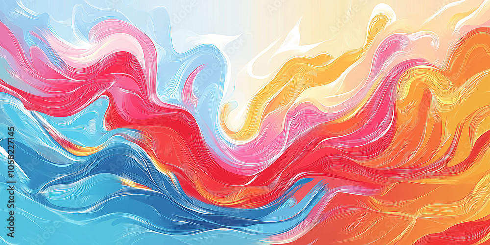 Poster Colorful abstract wave pattern creating a stunning visual effect