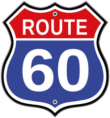 Route 60 road sign vector with transparent background