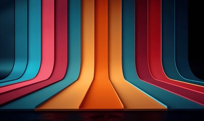 Retro Vintage Background Colorful Stripes 70s 80s 90s Vector Design Symmetrical Composition