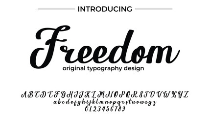 Freedom Font Stylish brush painted an uppercase vector letters, alphabet, typeface