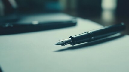 Naklejka premium Fountain Pen on a Table