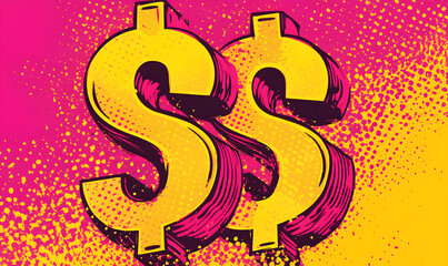 Obraz premium dollar production, coins, stock graphs, and Bitcoin in various creative graphic styles