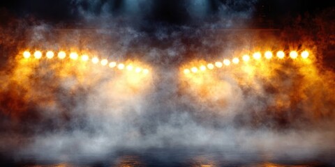 Stadium Lights and Smoke Create Dramatic Atmosphere