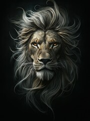 Fototapeta premium Close-up portrait of a lion with a majestic mane.