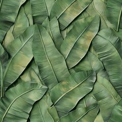 Fototapeta premium seamless pattern of oversized banana leaves with intricate textures, evoking a tropical paradise