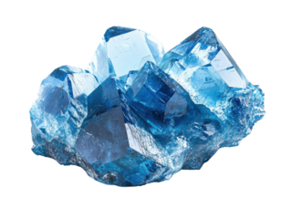 Blue crystal clusters on white isolate background.