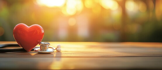 Medical message: heart stethoscope displayed on a World Health Day banner, significance of heart health awareness, providing copy space for educational information, community health resources.