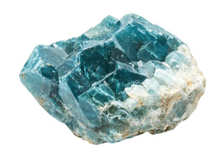 Fototapeta premium Natural aquamarine crystal, isolated on white background.