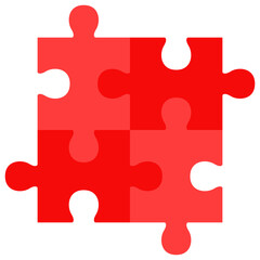 Red puzzle pieces icon vector isolated on white background.