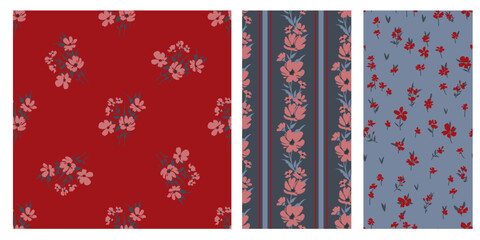 Seamless spring vector pattern with floral motif for dress fabric