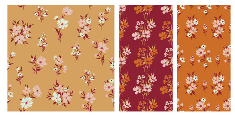 Seamless spring vector pattern with floral motif for dress fabric