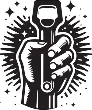 recommend clip art: Bottle Opener Silhouette line art vector illustration on white background