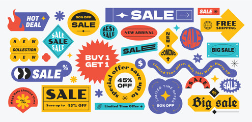 Naklejka premium Set of sale label promotion. Sticker tag sale special offer. Banner discount social media.