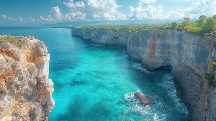 Fototapeta premium Azure Waters and Rugged Cliffs
