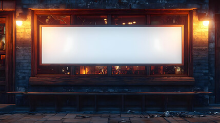 Empty Storefront Illustration - Glowing Sign, Urban Night