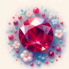 7월의 탄생석 루비, 파스텔화 (July Birthstone Ruby, pastel painting)