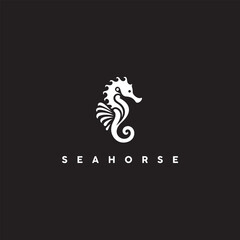 elegant Seahorse logo vector illustration on black background © Been ink