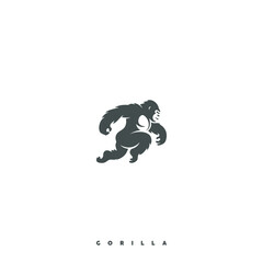 gorilla silhouette logo logo design vector illustration with white background © Been ink