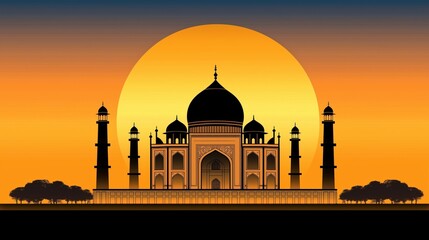 Taj Mahal Silhouette at Sunset