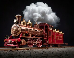 Naklejka premium steam train in the countryside with billowing smoke