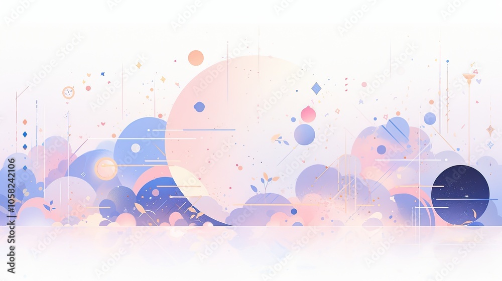 Wall mural minimalist pastel abstract designs feature simple shapes and lines, with soft gradients and subtle t