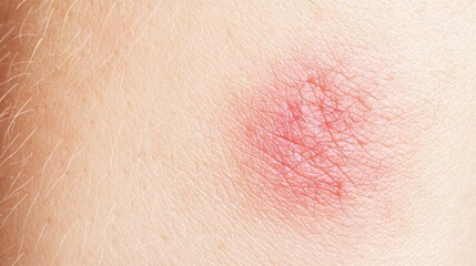 Obraz premium Closeup of swollen mosquito bite on human skin, red and irritated, irritation concept