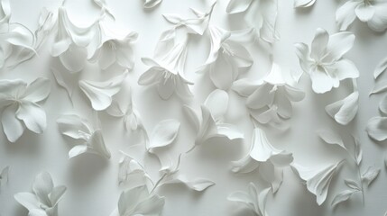 High-detail white bell flowers on a pure white backdrop,