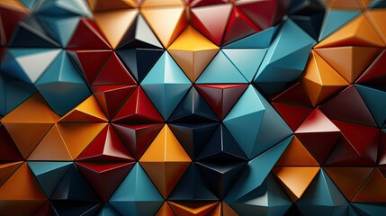 Obraz premium Modern 3D rendering of pastel geometric pattern with overlapping triangles, circles and squares