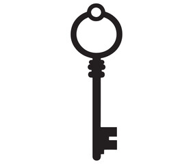Silhouette key icon collection, Old key isolated on white, Vintage key collection