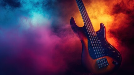 Naklejka premium Electric Bass Guitar in Smoky Studio