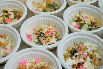 Soto is a typical Indonesian food in the form of soup made from meat and vegetable sauce.