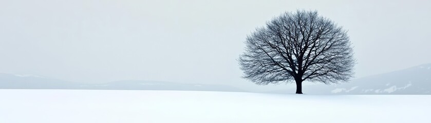 Fototapeta premium Snow-covered trees in a remote, untouched landscape, isolated from civilization, winter isolated